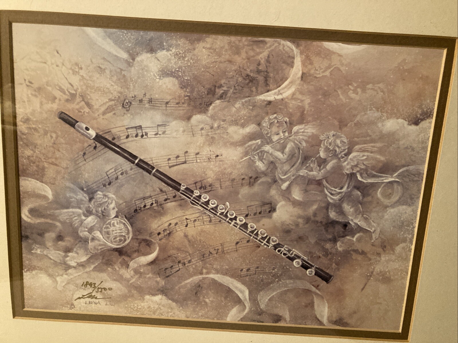 Lena Liu “FLUTE INTERLUDE” 21”x18”Framed -Pencil Signed LE 1893/5500 BEAUTIFUL