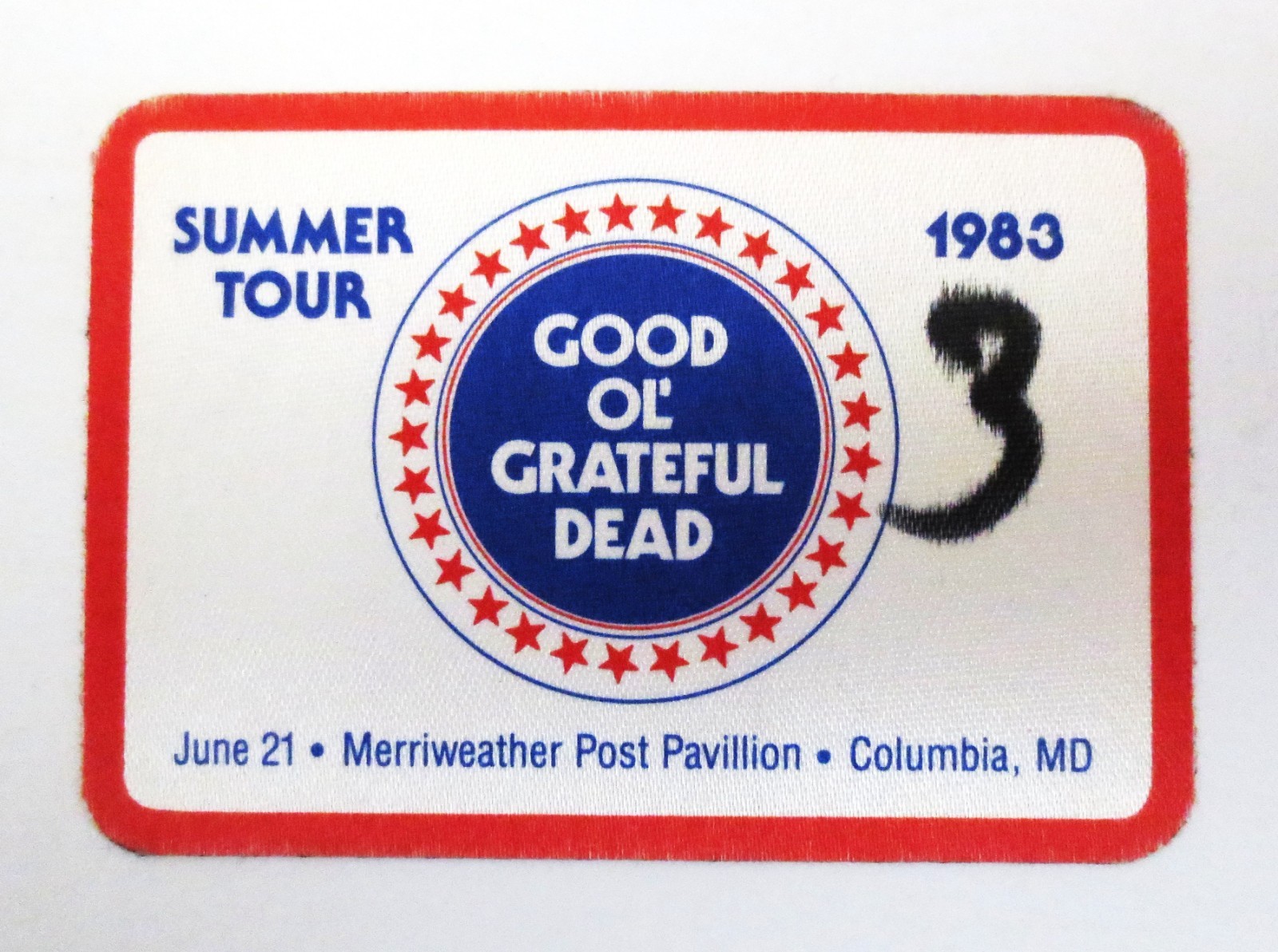 Grateful Dead Backstage Pass Merriweather Columbia Maryland MD 6/21/83 6/21/1983
