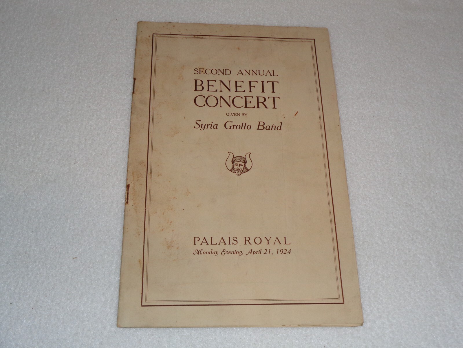 1924 Syria Grotto Band Palais Royal Hartford Connecticut Antique Rare Program