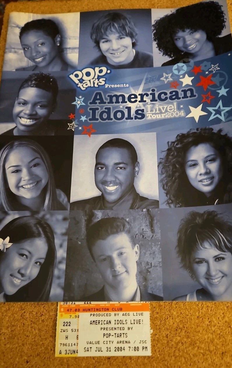 American Idols Tour Program 2004 Presented By Pop Tarts & Ticket Stub