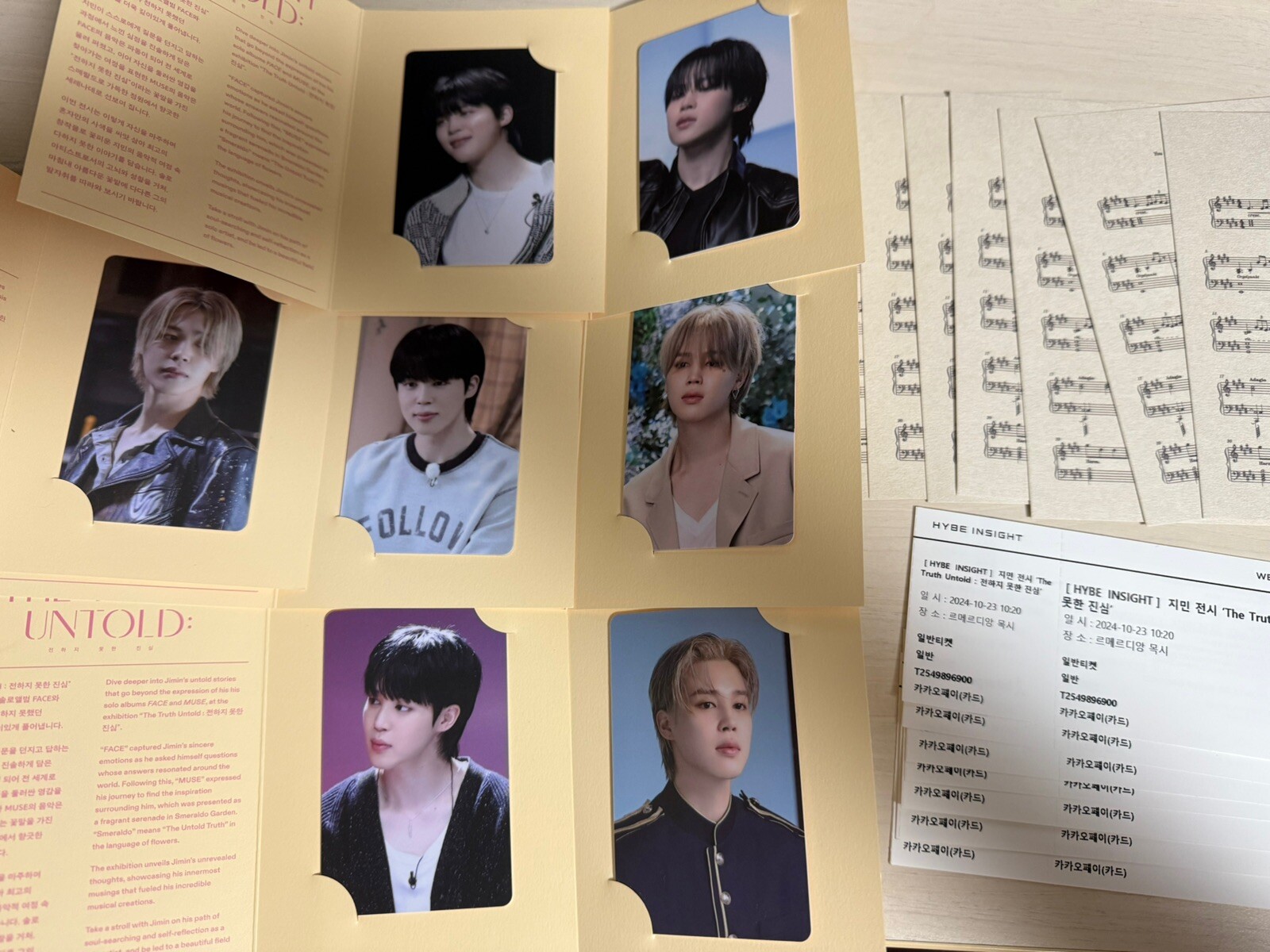 ‼️FULL SET‼️Jimin TRUTH UNTOLD Exhibition Random Photo Card + Music Note Ticket