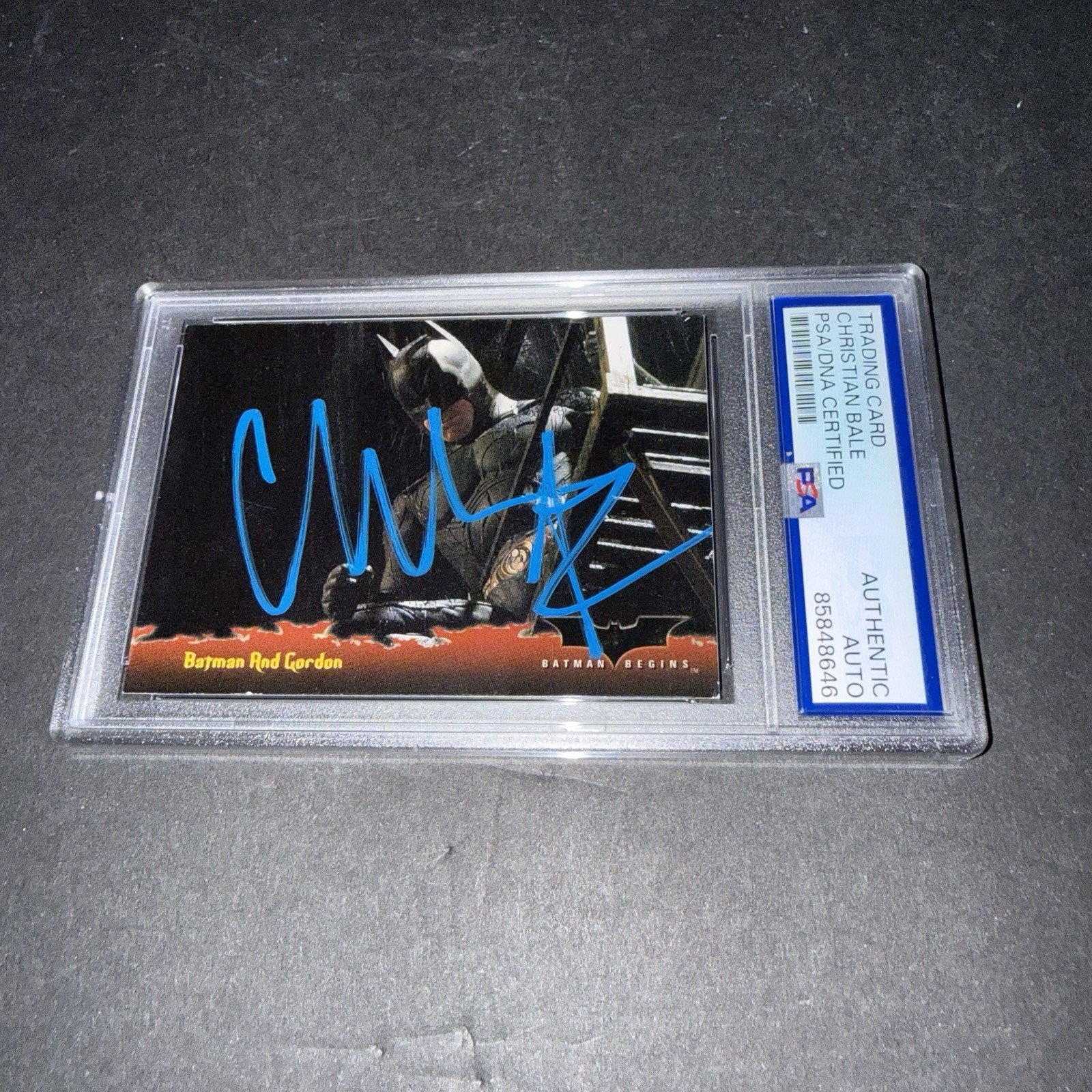 Christian Bale Signed Batman Begins Topps Card Slabbed PSA DNA J