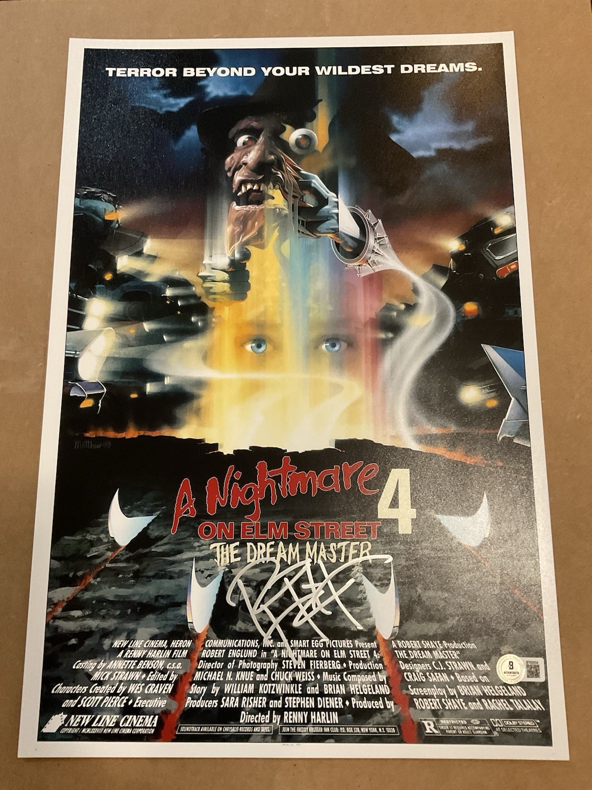 Renny Harlin signed 12×18 Nightmare on Elm Street signed 12×18 BAS Dream Master
