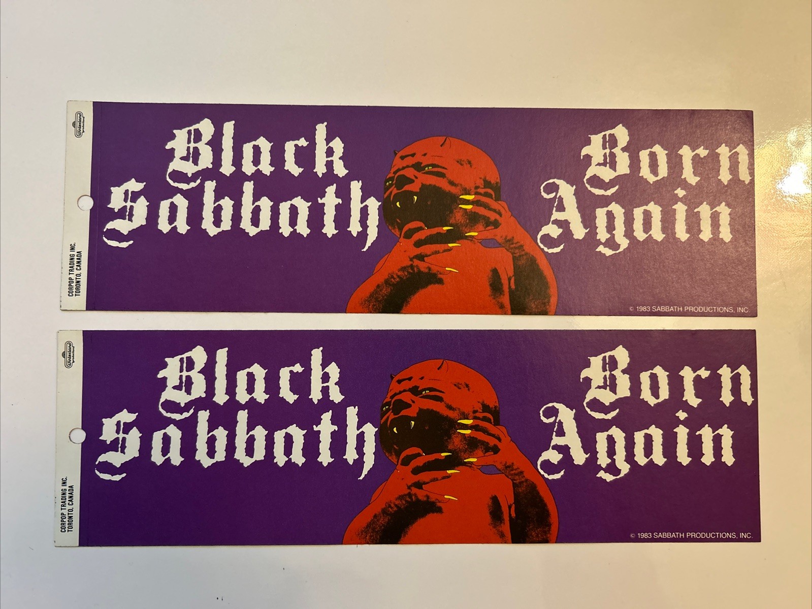 2 BLACK SABBATH BORN AGAIN Bumper Sticker NEW DEADSTOCK 1983