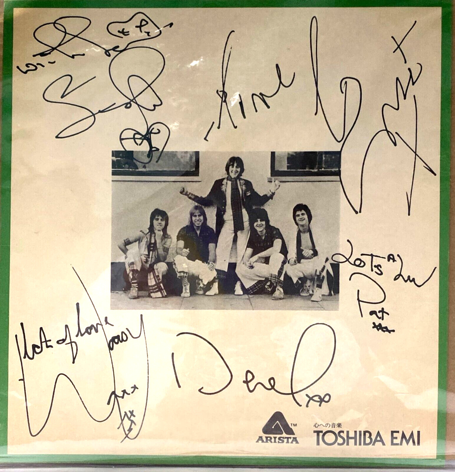 BAY CITY ROLLERS! – Autographed! SIGNED TOSHIBA EMI ARISTA JAPAN CARD ap 10×10