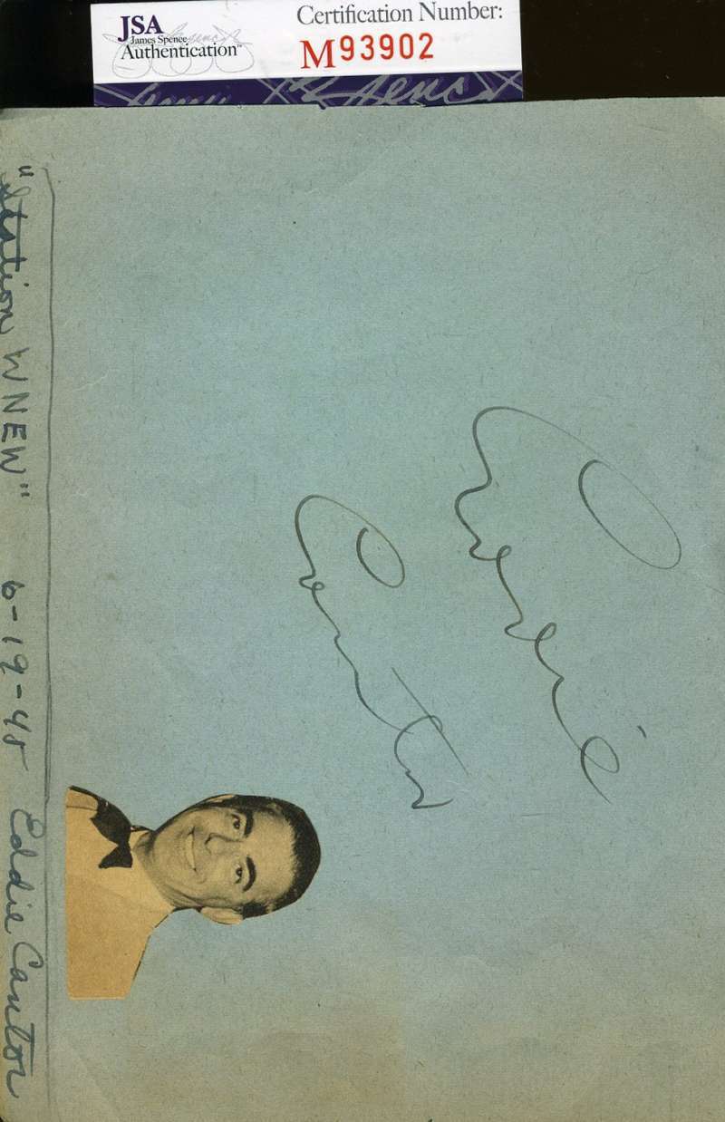 Eddie Cantor 1945 Signed Jsa Certified Album Page Authenticated Autograph