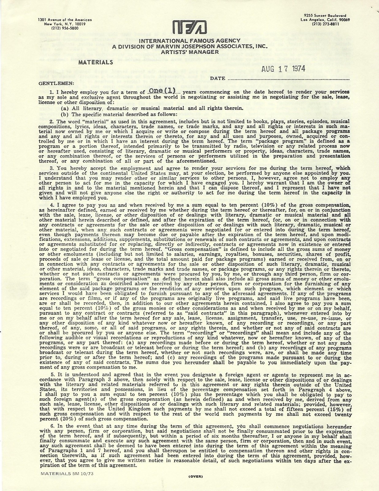 Rare MIKE EVANS Three Times Signed Contract All in the Family The Jeffersons