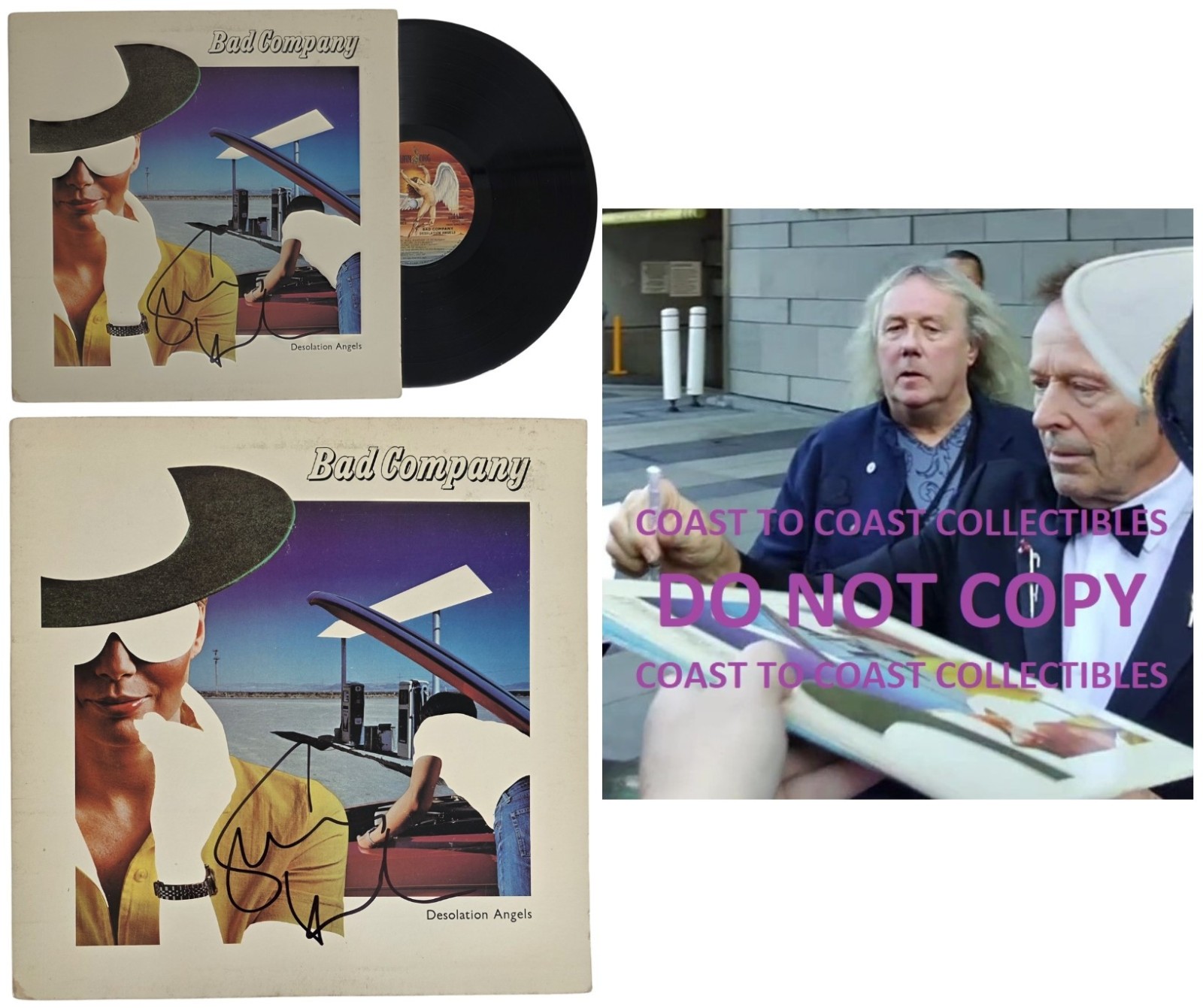 Simon Kirke Signed Bad Company Desolation Angels Album COA Proof Autograph Vinyl