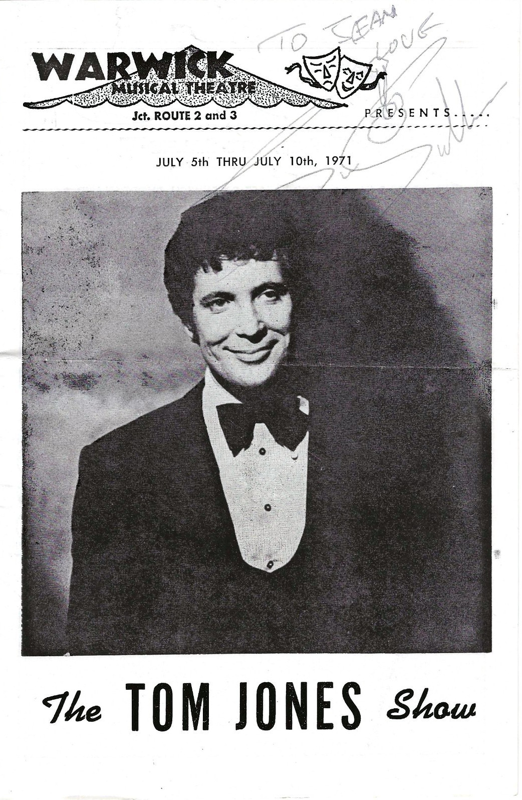 Big Jim Sullivan Signed Tom Jones Show Guitarist Program 1971 Warwick Music Tent