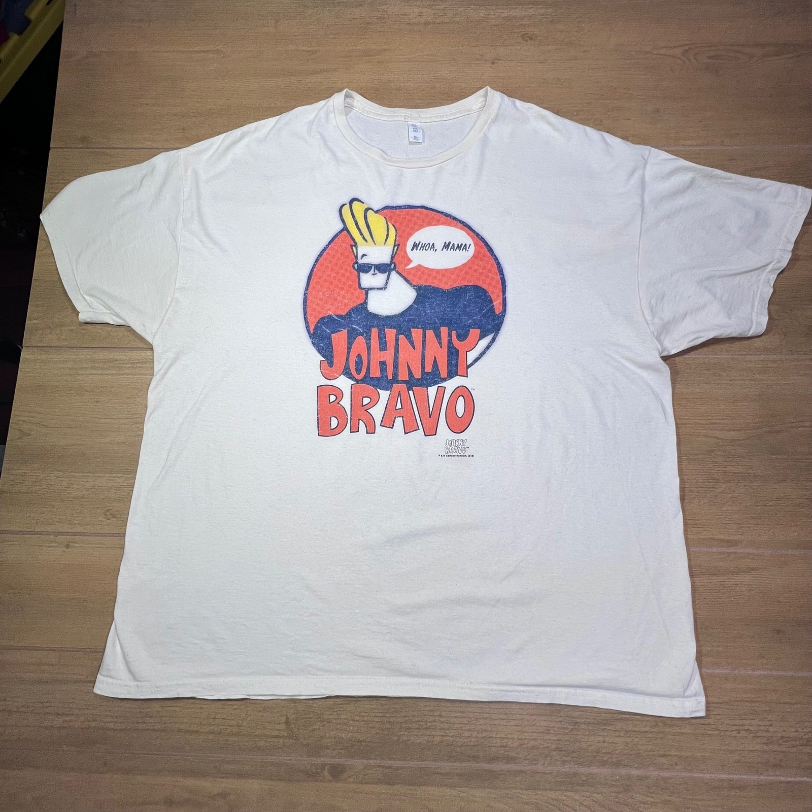 Johnny Bravo Cartoon Network Graphic T Shirt Mens 2XL White ‘Whoa Mama’
