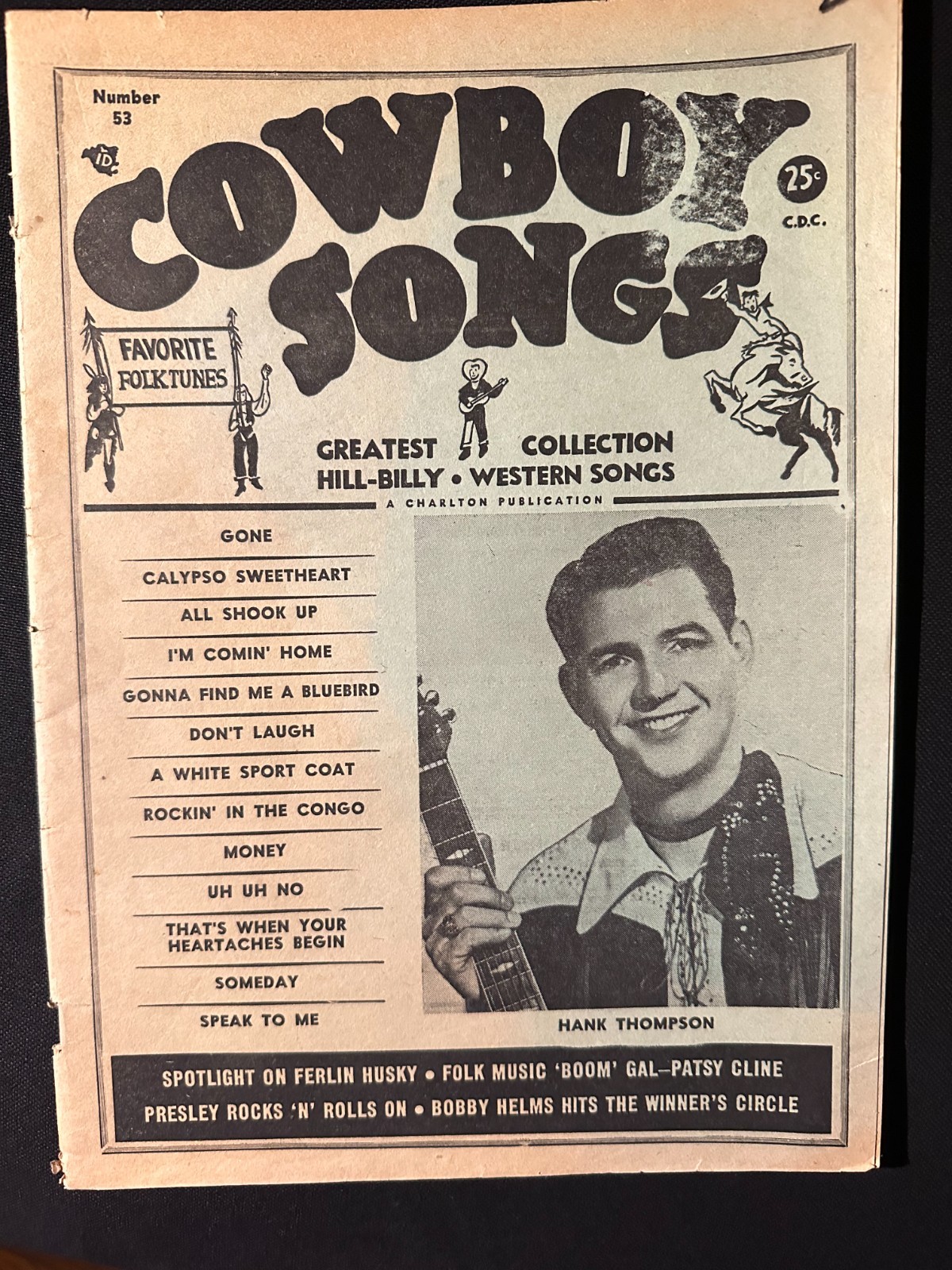 Vintage 1950s Cowboy Songs Magazine No.53 – Hank Thompson Cover – Western Folk