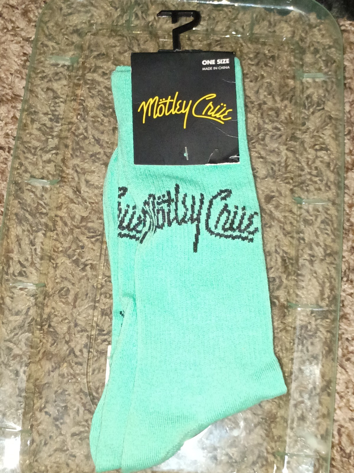 Mötley Crüe Green Crew Socks One Size Fits US Shoe Size 7-12