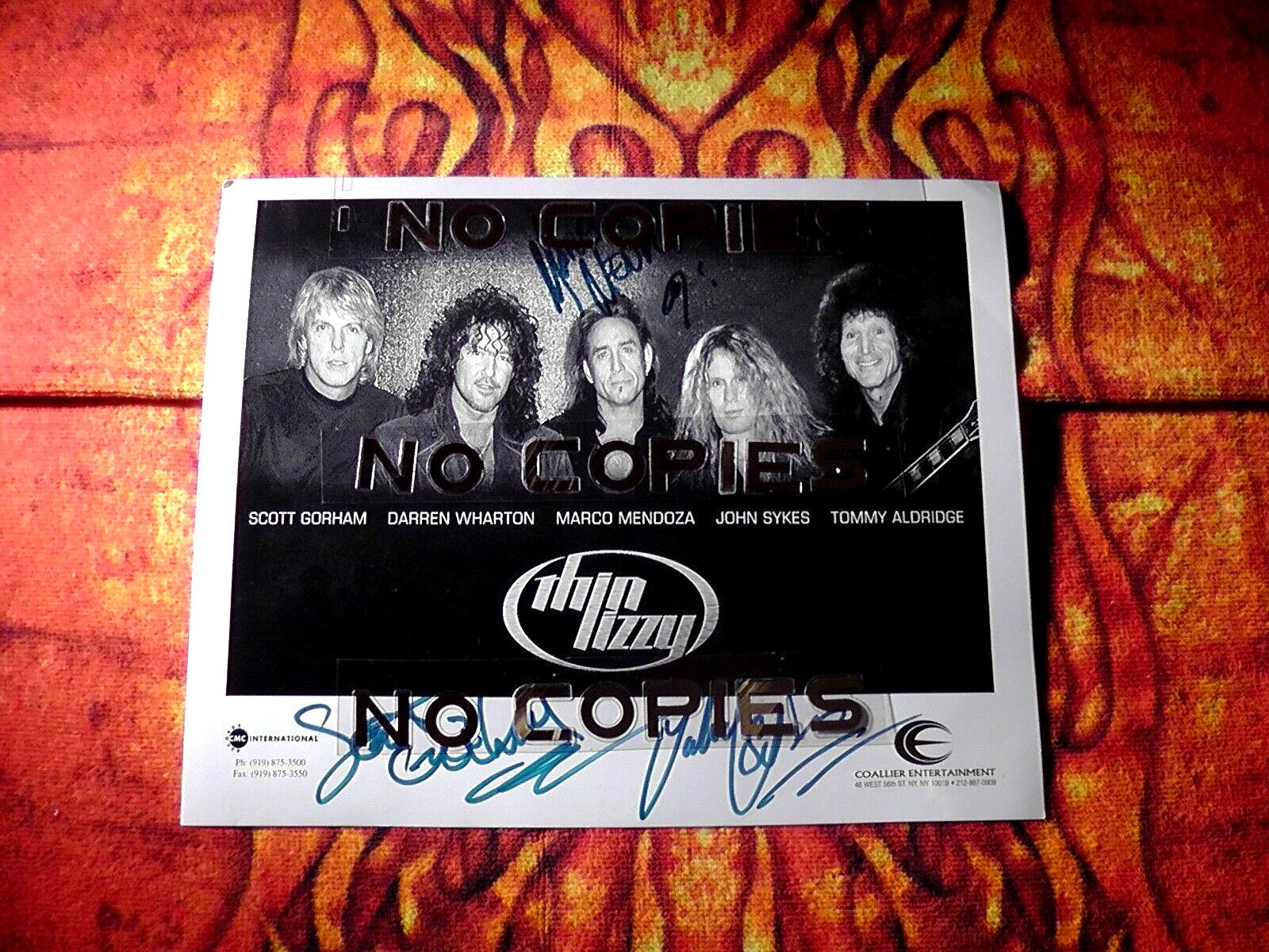 Thin Lizzy Signed Autographed Promo Photo John Sykes Scott Gorham Marco Mendoza