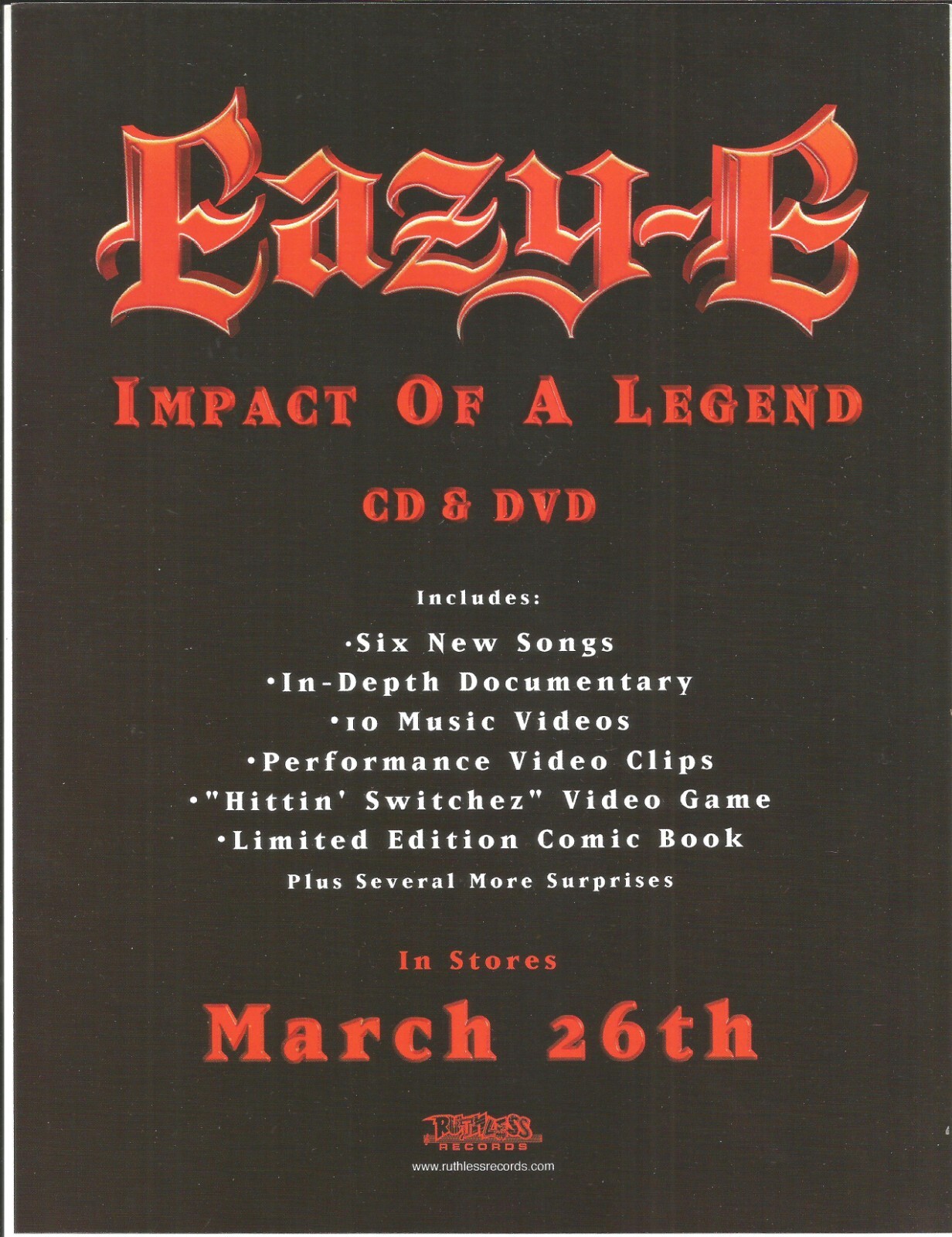 Nwa N.W.A. EAZY E Vintage 2002 PROMO TRADE AD Poster for Impact MINT 8.5×11
