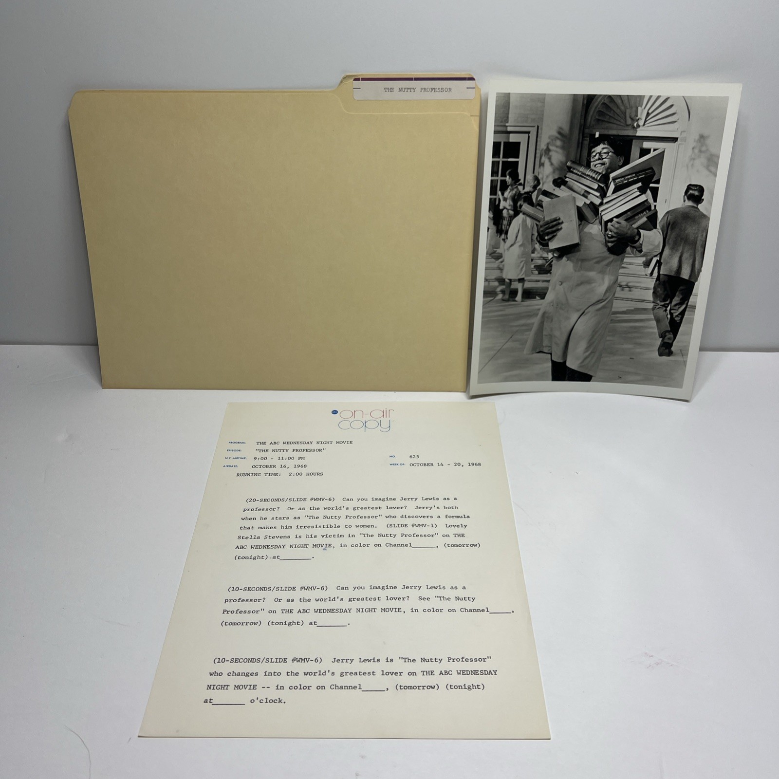 1963 The Nutty Professor Jerry Lewis TV Press Kit On Air Copy Photo ABC
