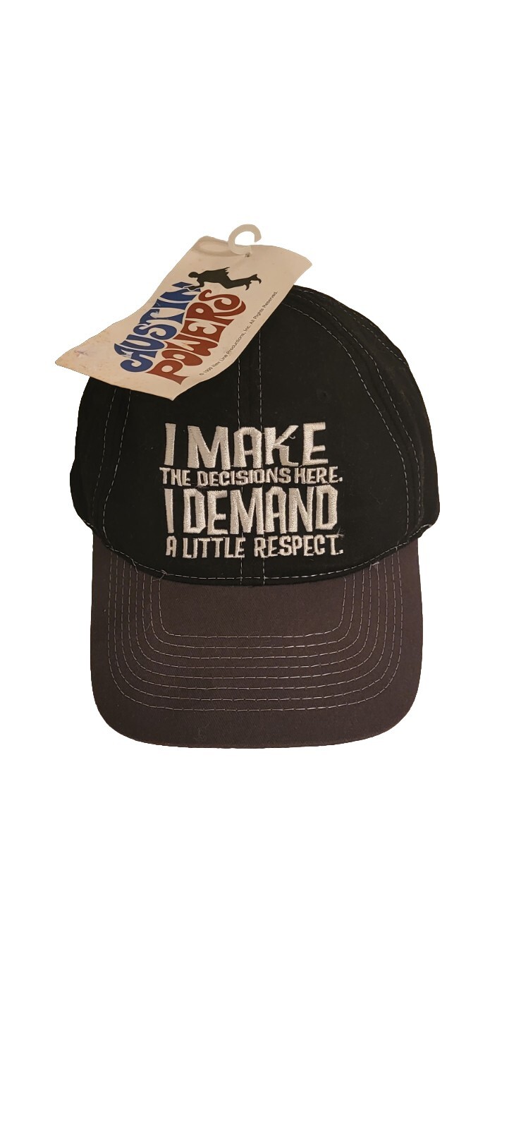 Vintage AUSTIN POWERS “I MAKE THE DECISIONS HERE I DEMAND RESPECT ” 1999 NWT HAT