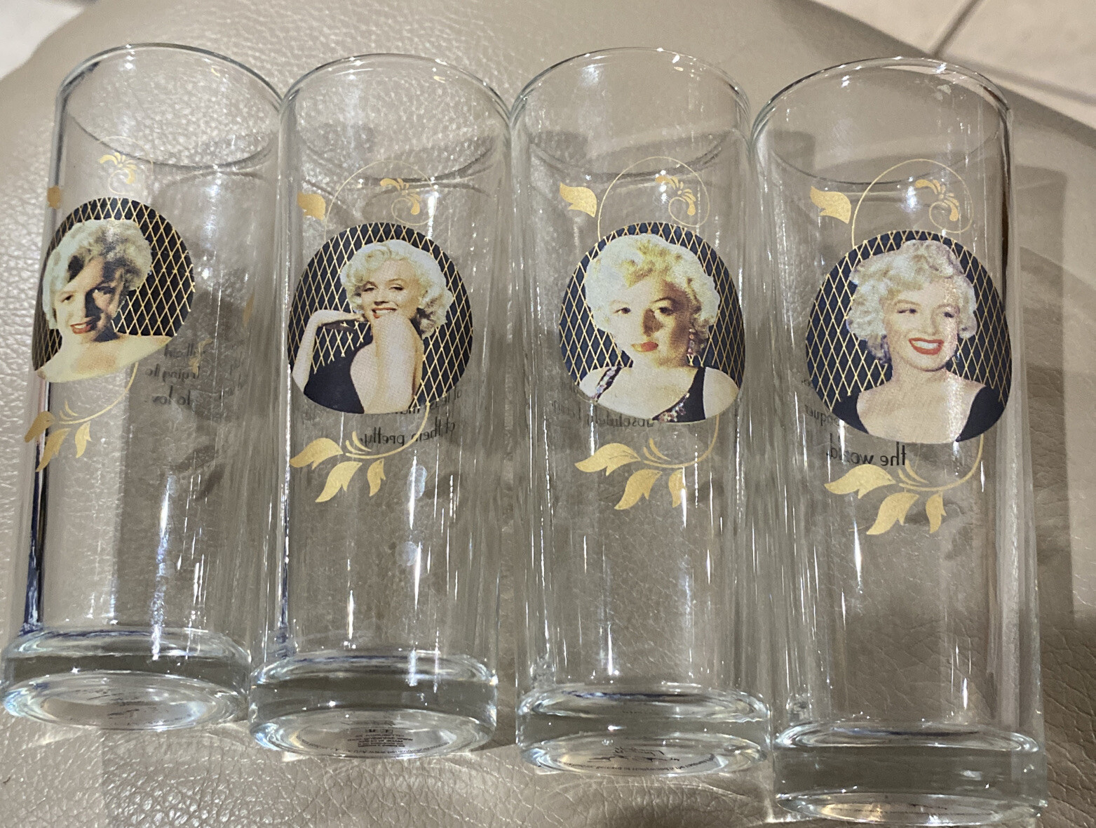Marilyn Monroe shot glasses-set Of 4-By Bernard of Hollywood-sayings on Back