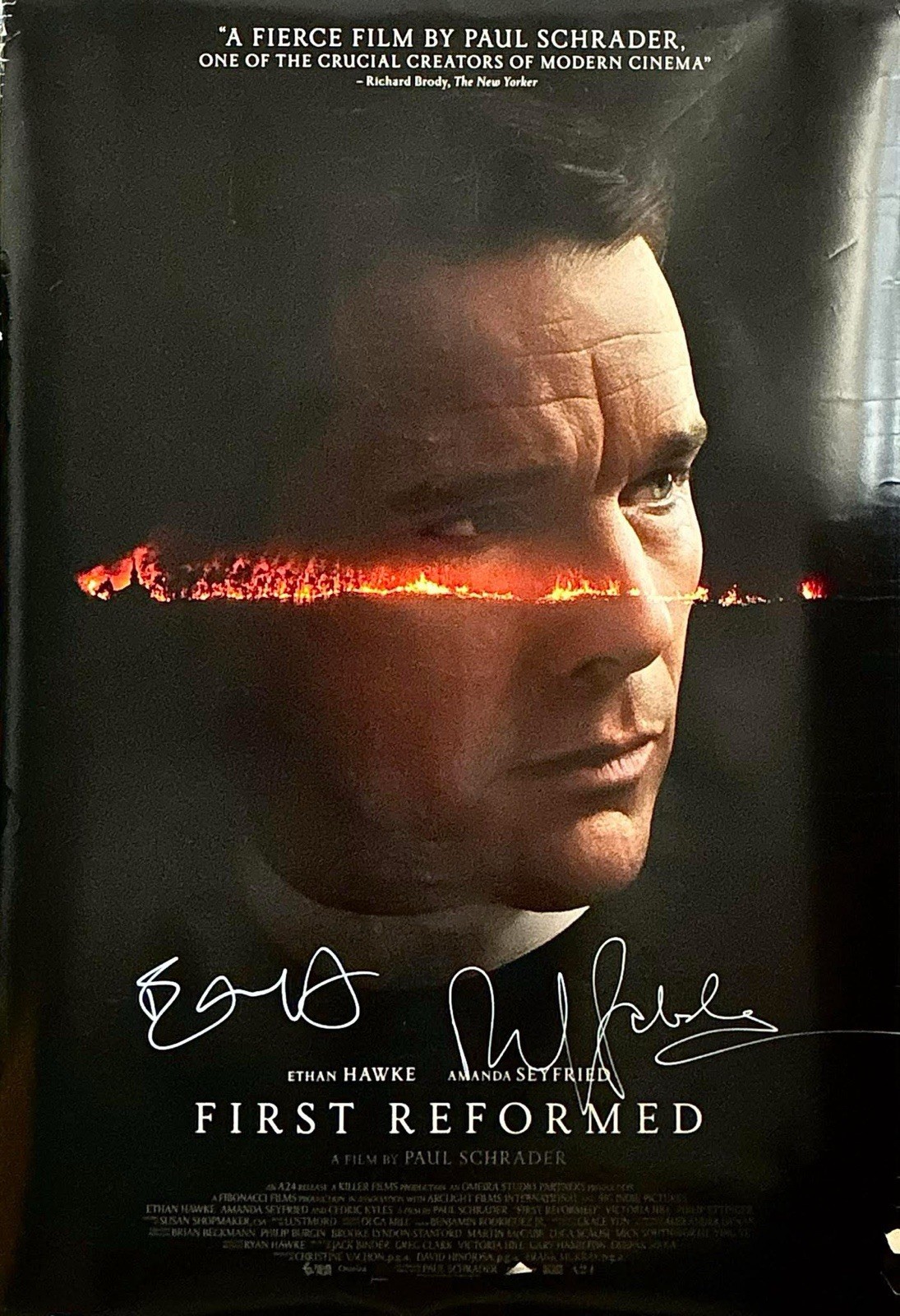 First Reformed Original Poster Signed By Ethan Hawke Paul Schrader SWAU COA