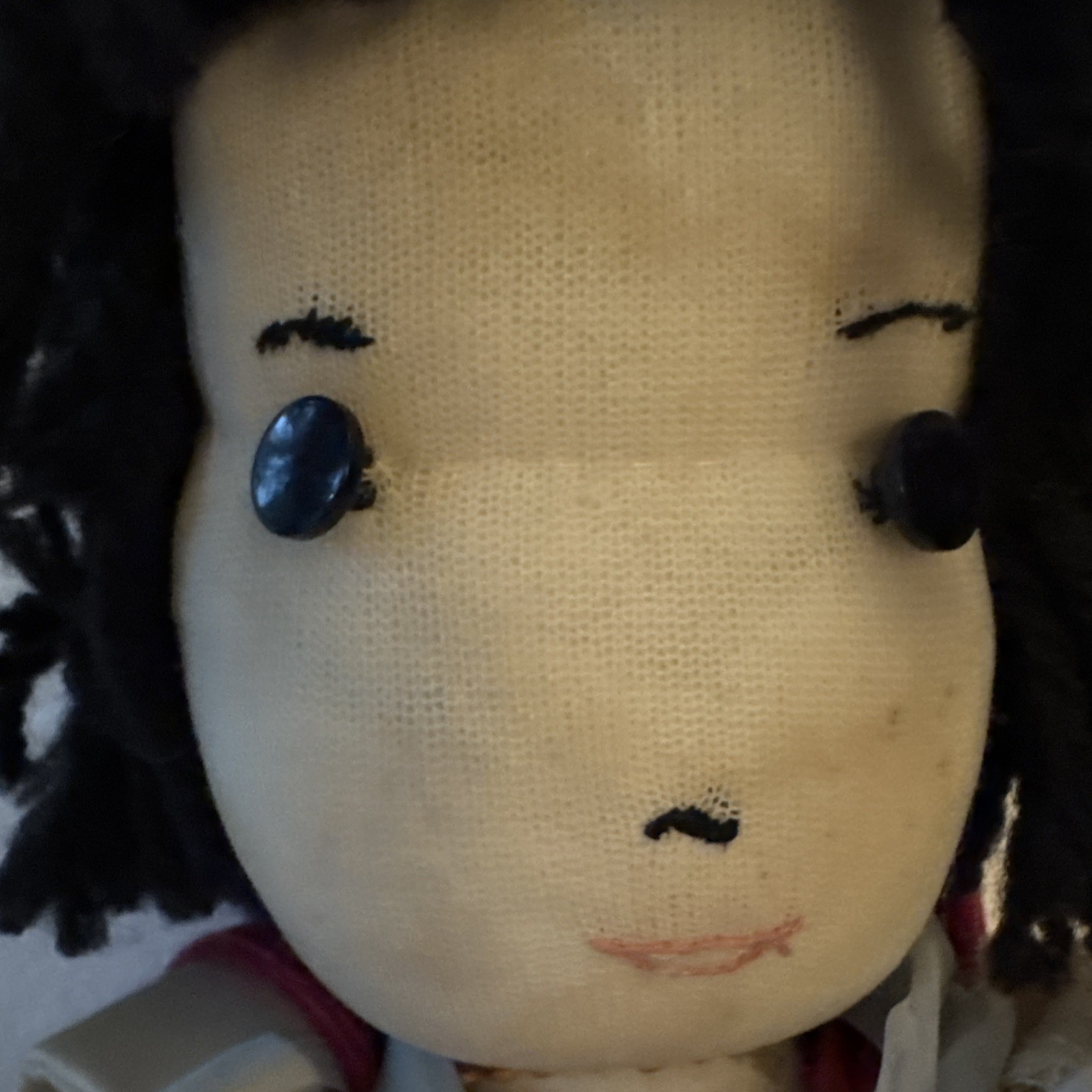 Handmade Elvis Doll 21″ White Suit Blue Gold Black Hair Shoes Red Cape VTG