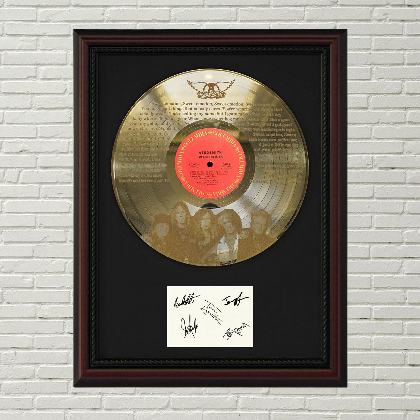 Aerosmith – Sweet Emotion LP Record Framed Signature Card Display