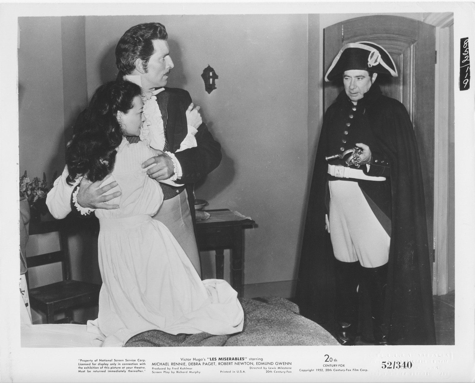 LES MISERABLES original 1952 lobby still photo MICHAEL RENNIE/ROBERT NEWTON