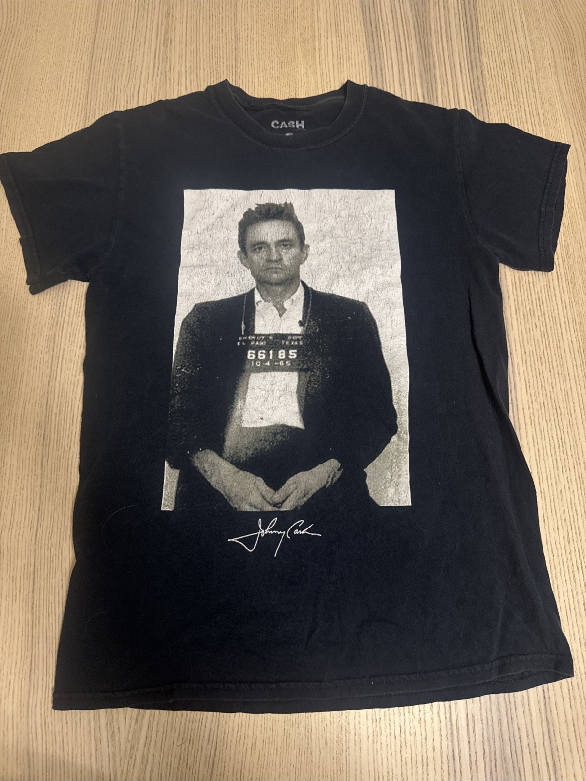 Vintage Johnny Cash Mugshot T-Shirt Size Small S El Paso Arrest Black Country