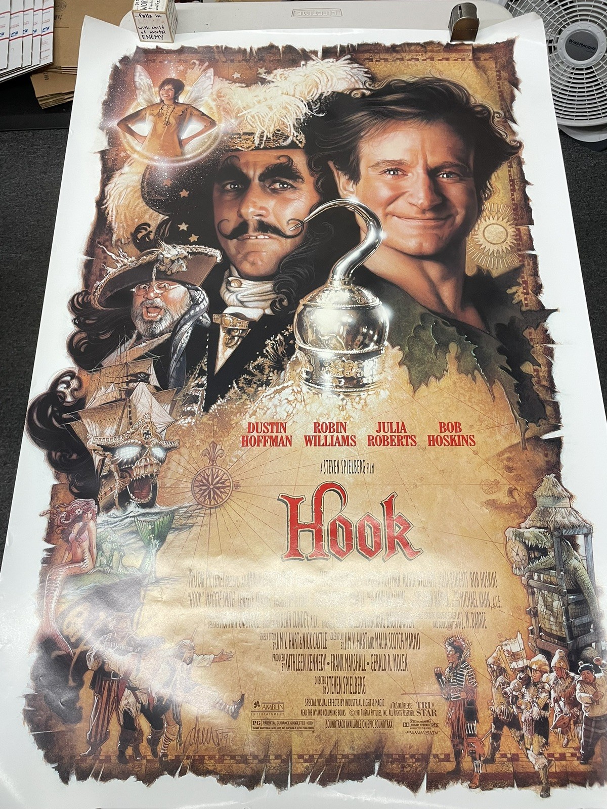 HOOK (1991) ORIGINAL MOVIE POSTER ROLLED DREW STRUZAN Spielberg Double Sided
