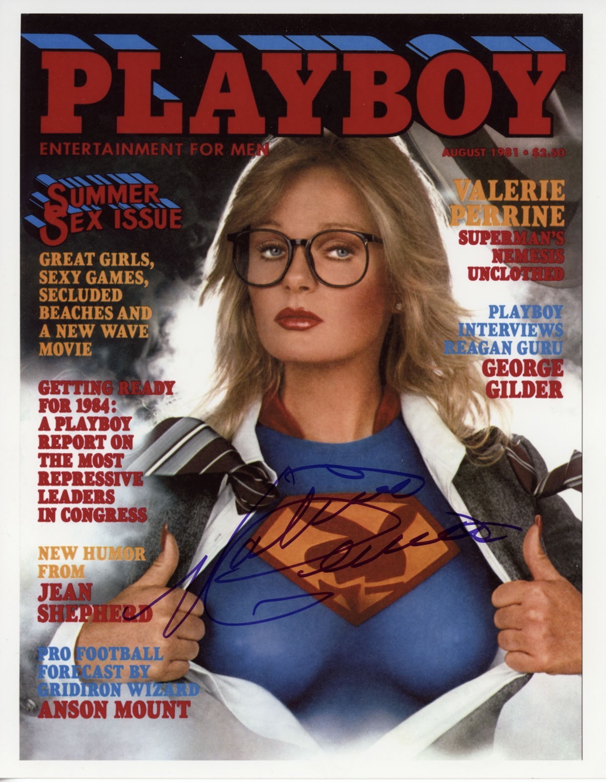 Valerie Perrine SIGNED color 8″x10″ Playboy magazine cover photo w/Coa