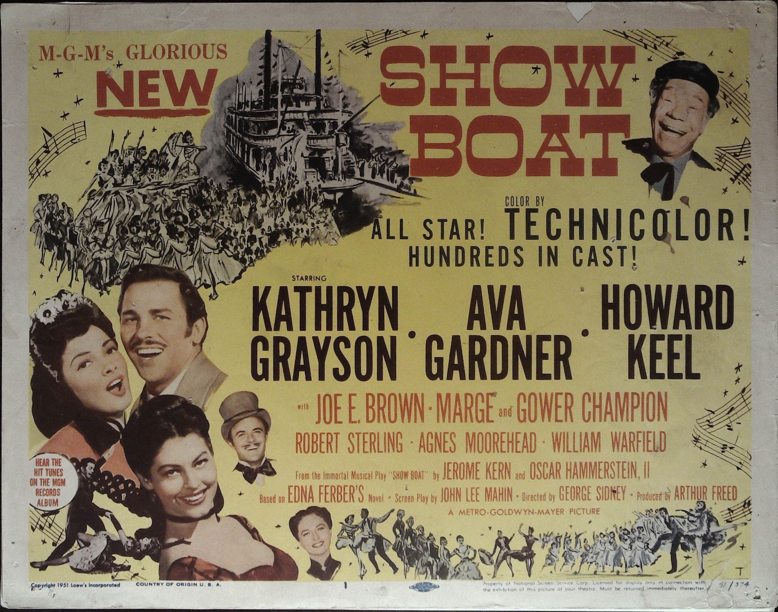 Show Boat Lobby Title Card 1951 Kathryn Grayson, Howard Keel, Ava Gardner!