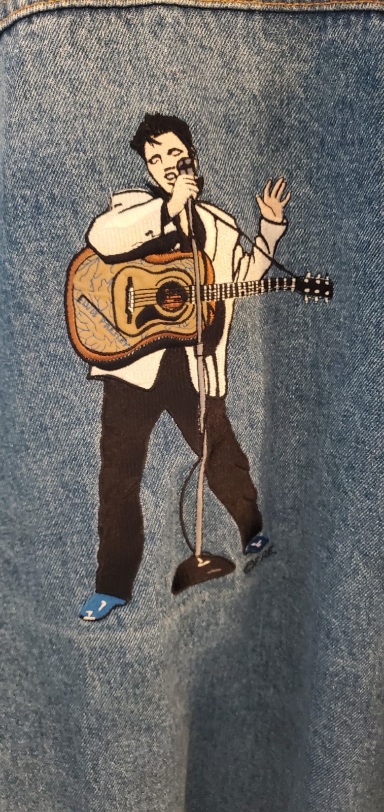 Vintage Three Rivers EPE Elvis Presley Embroidered Denim Trucker Jean Jacket XL