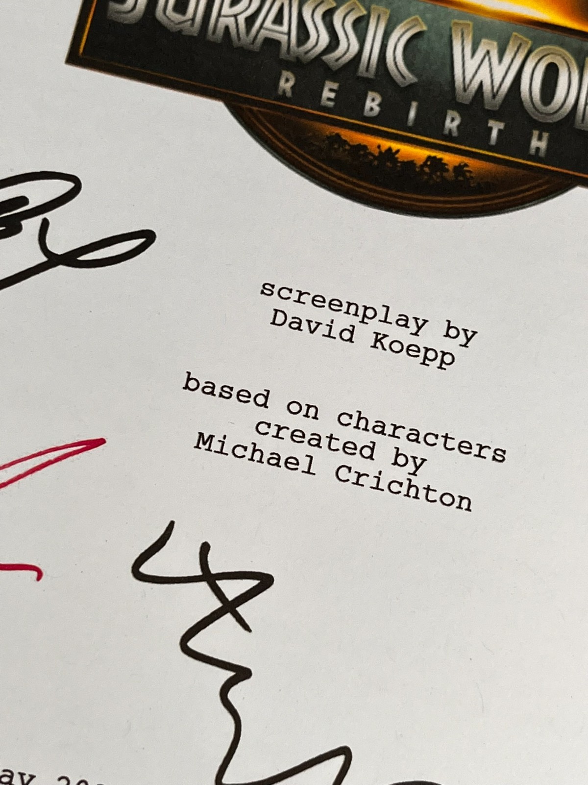 Jurassic World: Rebirth Script Signed- Autograph Reprints- Jurassic Park