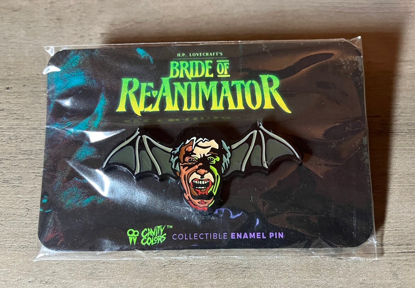 New Cavity Colors Bride of Re-Animator 2 Enamel Pin Dr. Hill Bat Wings