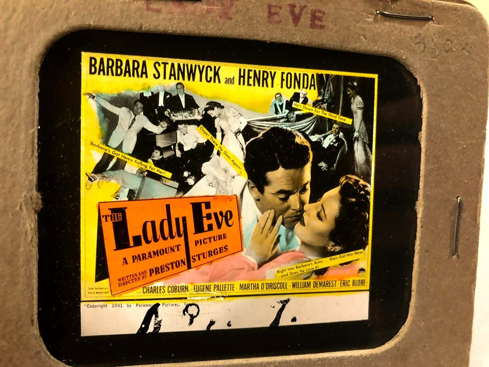 The Lady Eve Very Rare Early Magic Lantern Glass Movie Slide ’41 Screwball Clssc