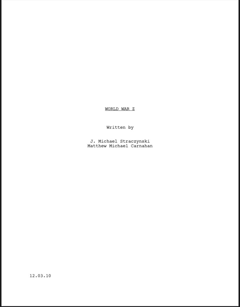 World War Z Screenplay 2010 Draft