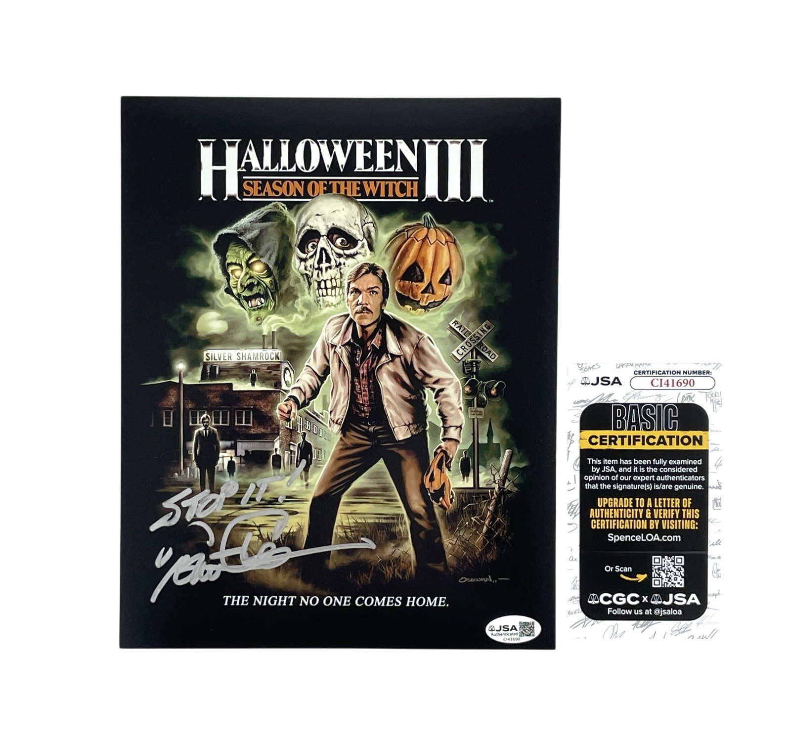 Tom Atkins Signed Halloween III 8×10 Photo Horror Movie Legend JSA STOP IT 🎃