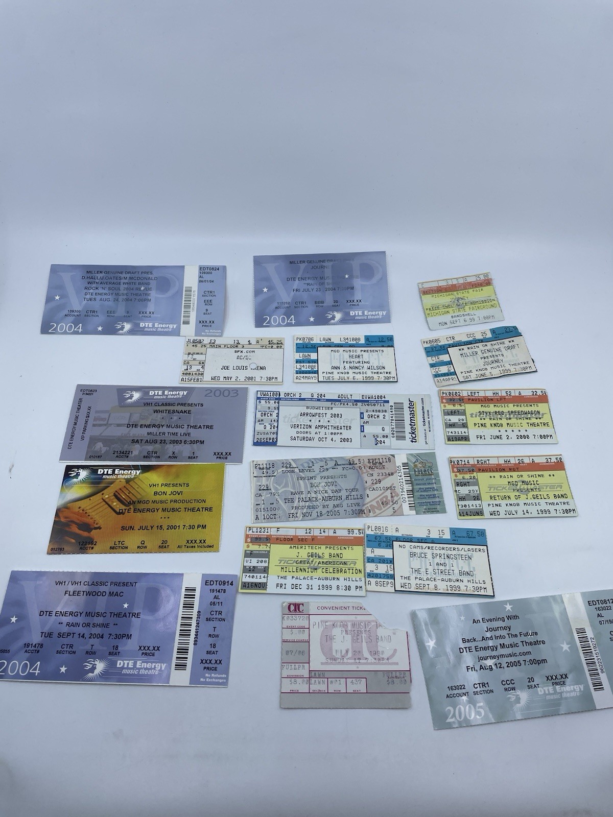 Vintage 1990-2000 ROCK Concert Used Ticket Stub Lot Of 17 Journey Bon Jovi & Mor