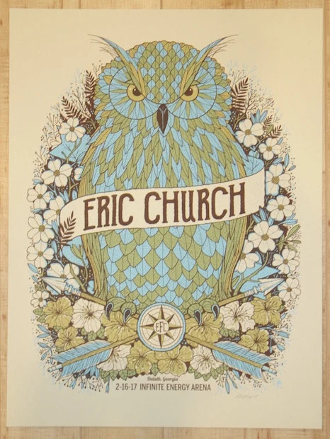 2017 Eric Church – Duluth Silkscreen Concert Poster by Methane