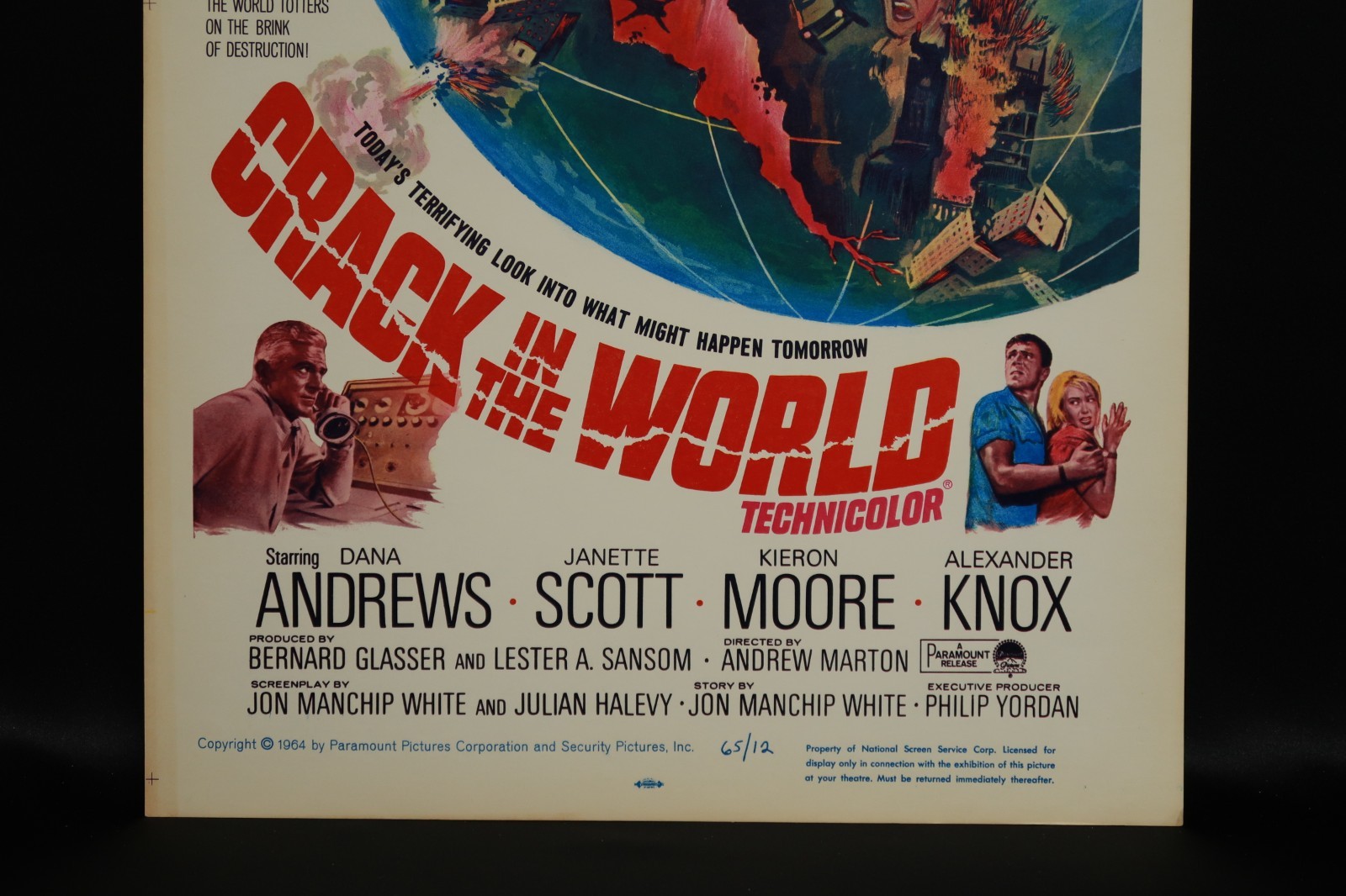 Crack in the World Window Card 1965 Movie Poster 14 x 22 NSS 65/12 Dana Andrews