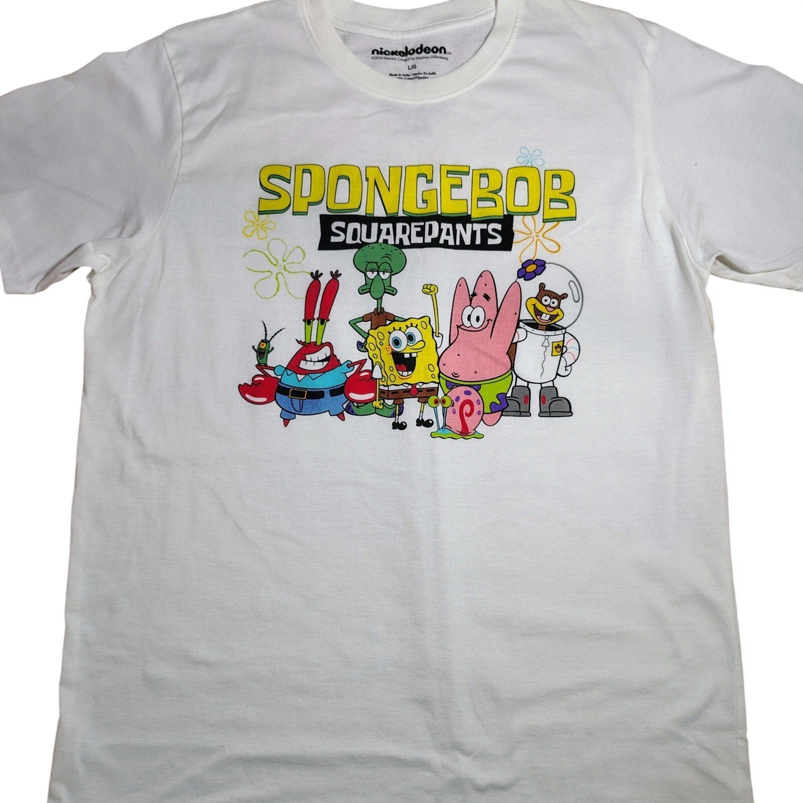 Nickelodeon Spongebob Squarepants T Shirt Crew Neck Graphic Tee Size L/G
