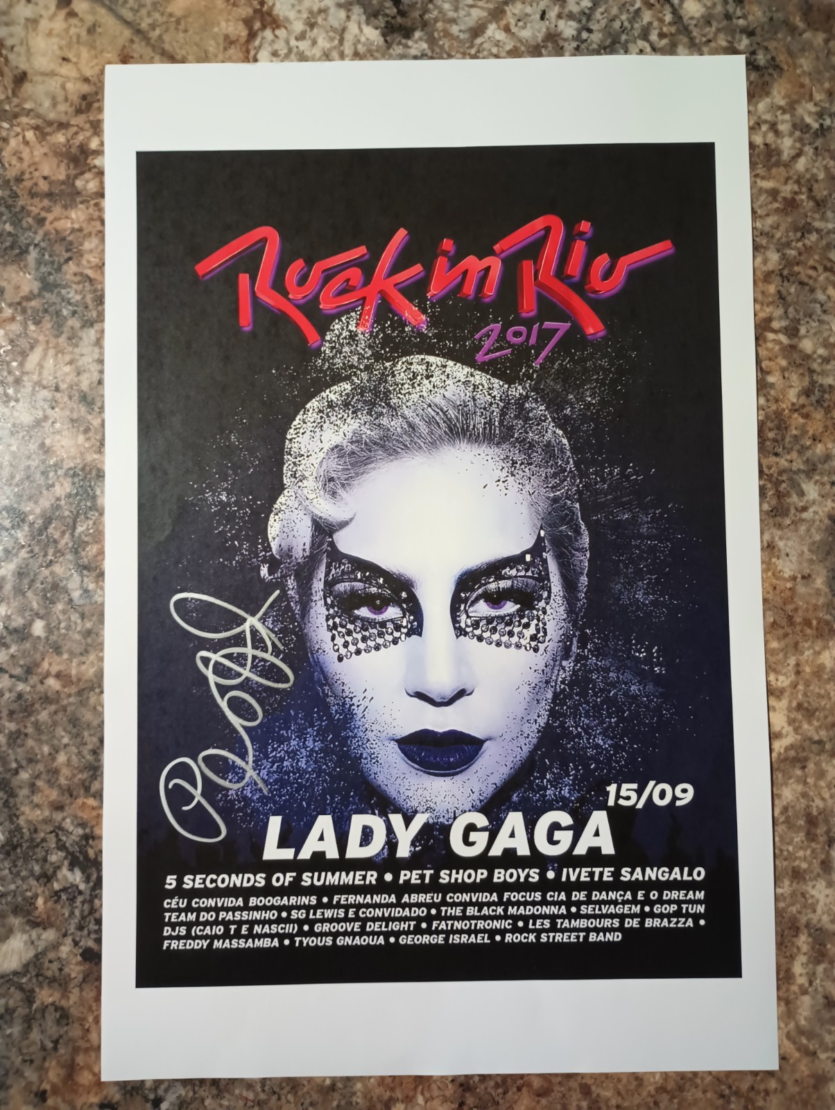 LADY GAGA SIGNED POSTER TICKET WINDOW PRINT COA INCLUDED OVERALL SIZE11X17in