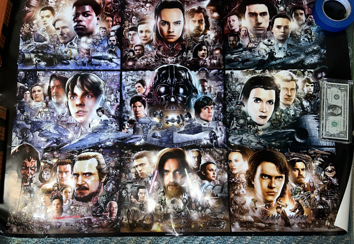 Star Wars 9 Movie Collection Collage 27×39 Movie Poster Regal Exclusive RARE