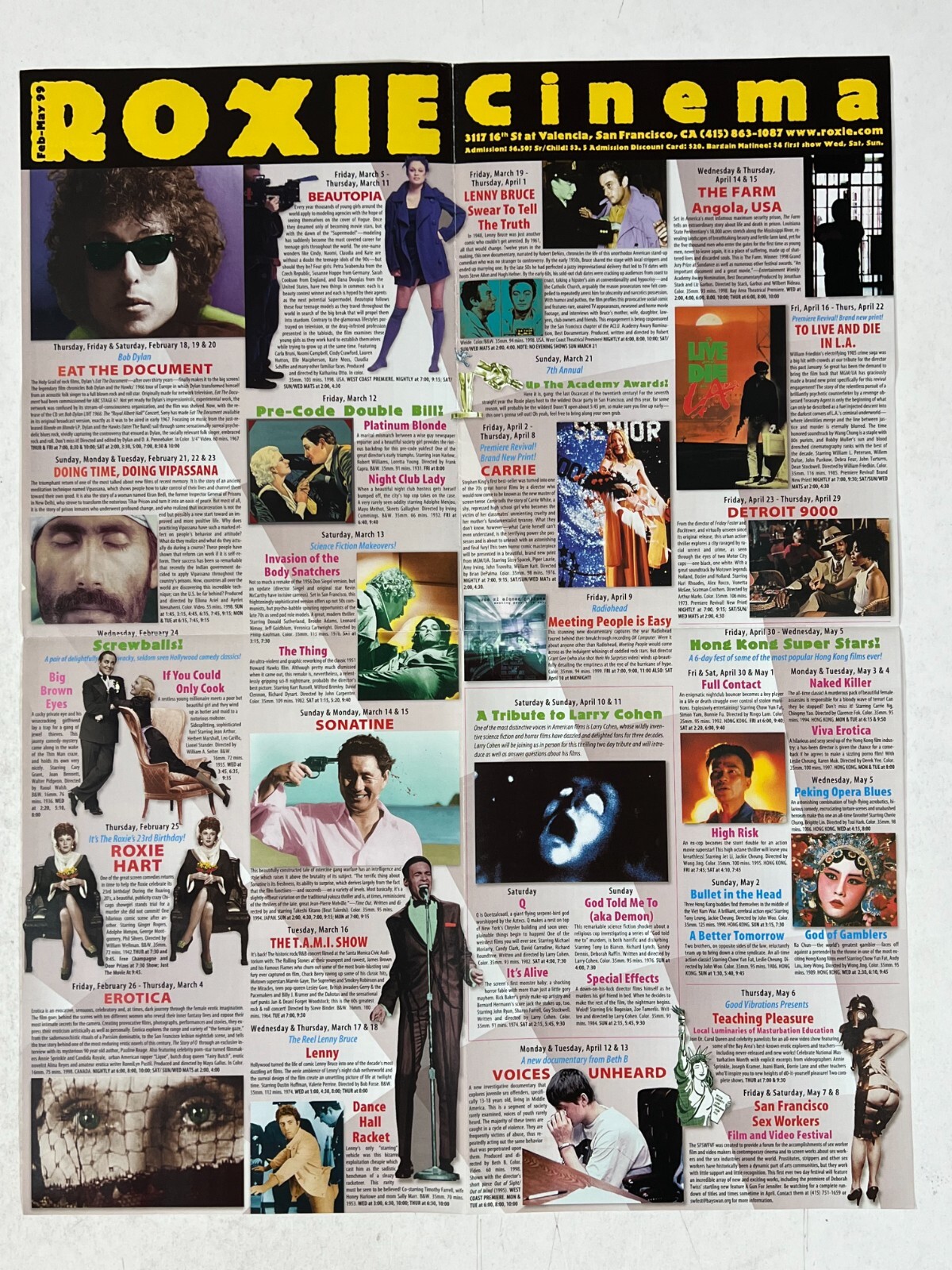 Roxie Cinema Program/Flyer 1999 Valencia St. San Francisco Landmark Vintage