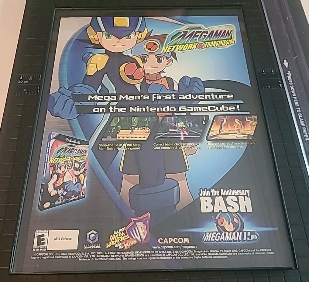 Mega Man Network Transmission Video Game Print Ad 2003 Framed 8.5X11 Vintage