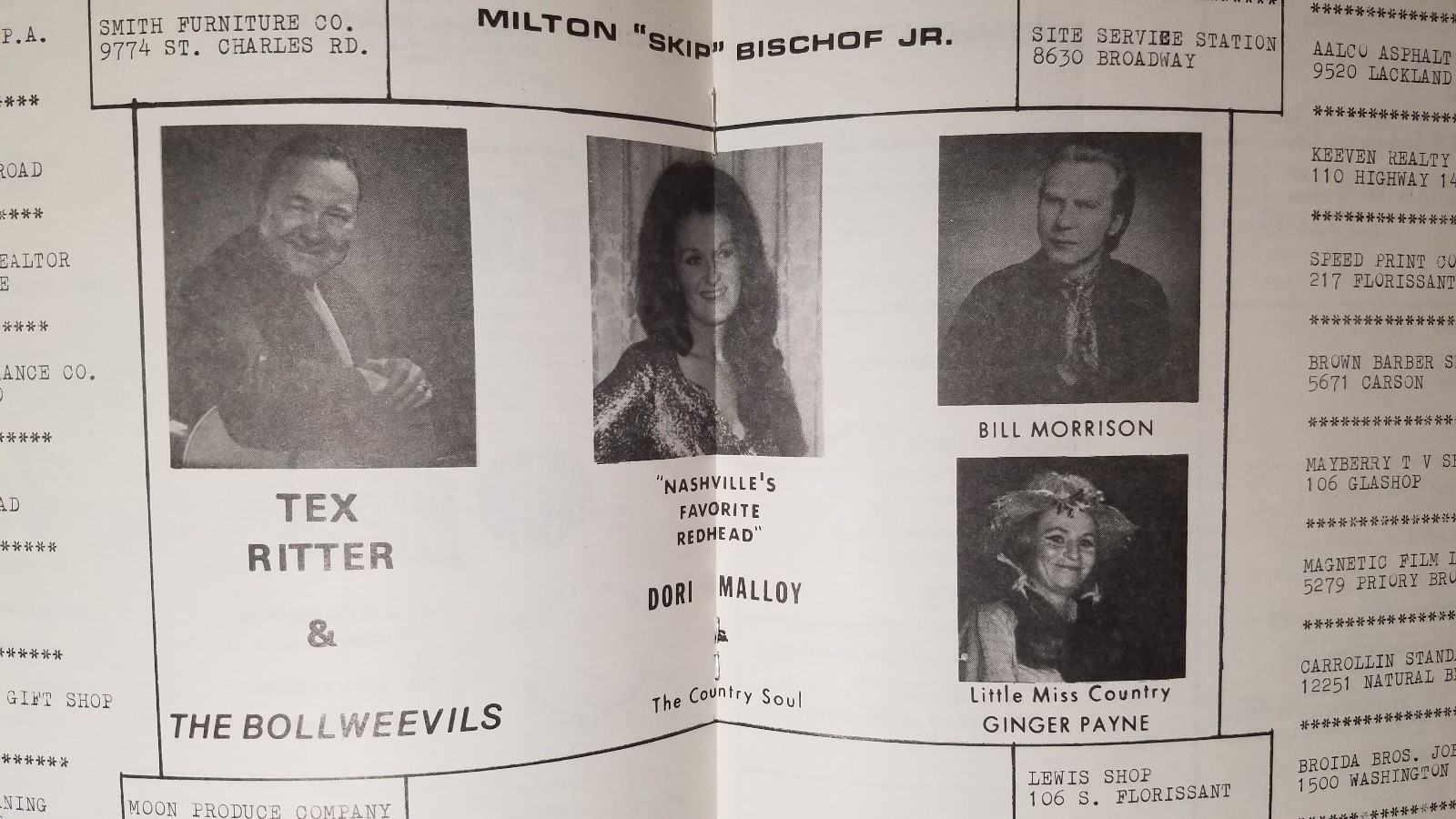 Tex Ritter Signed Program and Tickets, American Legion Post, Ferguson, MO