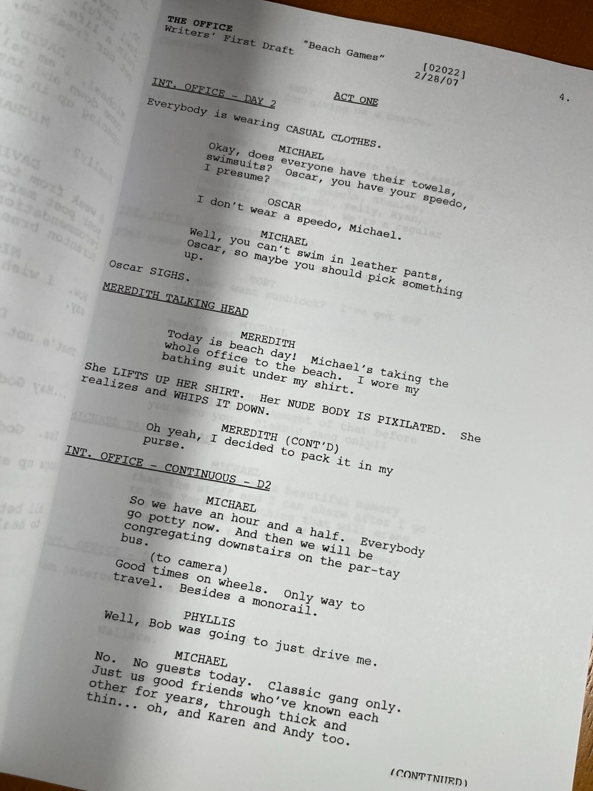 The Office Script Signed- Beach Games- Autograph Reprints- Dunder Mifflin