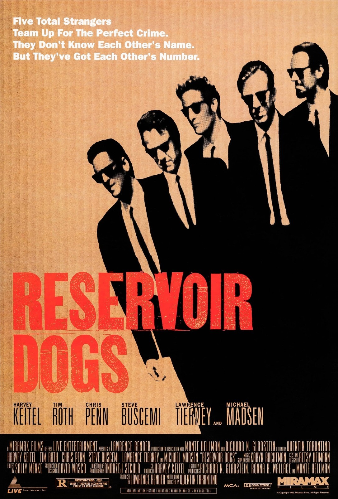 1992 Reservoir Dogs Movie Poster 11X17 Harvey Keitel Tim Roth Michael Madsen 🍿