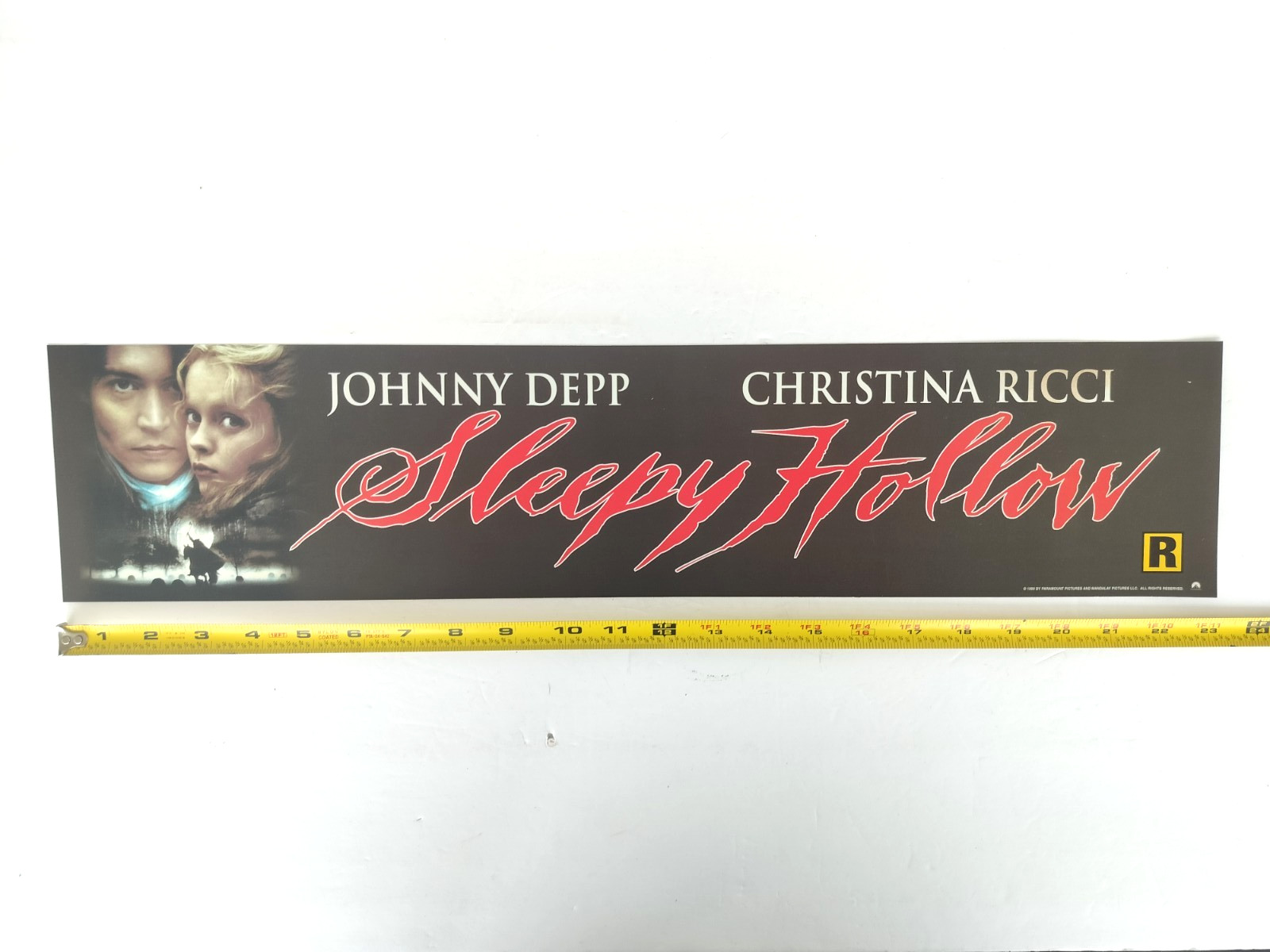 Movie Theater Mylar Banner Sleepy Hollow 1999 5″ x 23″ VTG Good Condition