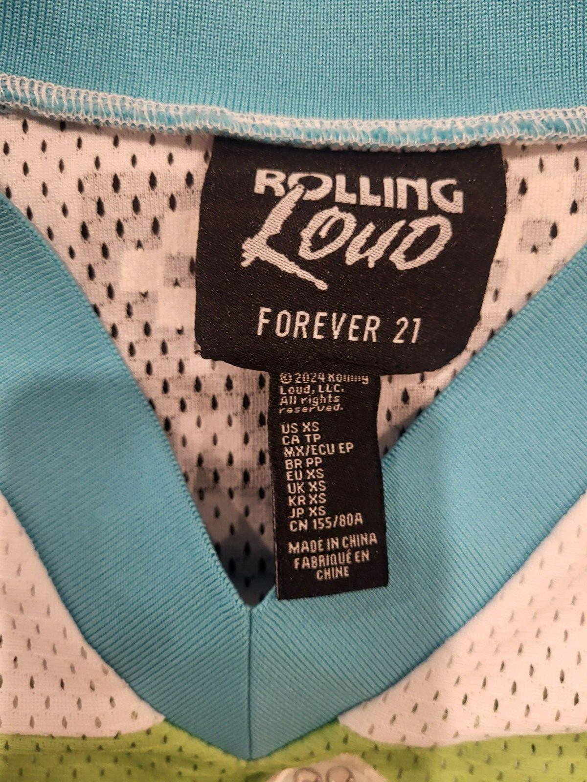 Rolling Loud x Forever 21 RL Oversized Jersey XS Green Mesh Moto Cross Music