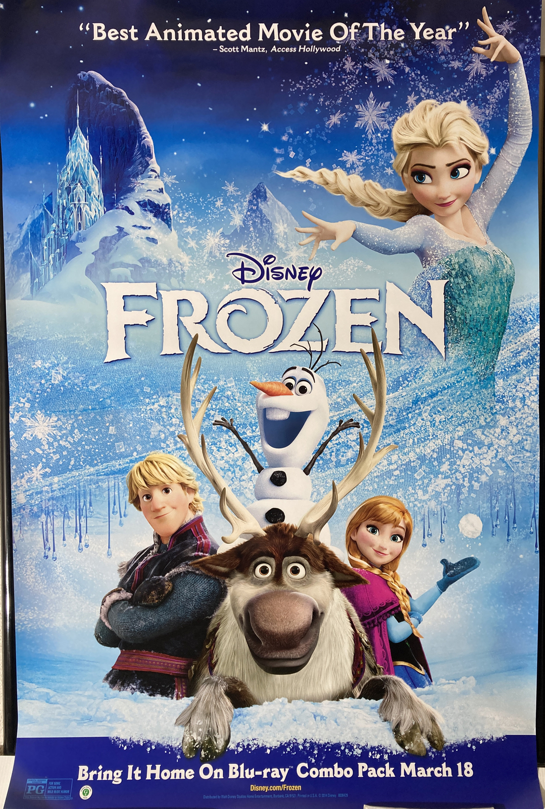 2014 Frozen – Original Blu-Ray Promo movie poster – 26×40. Rolled. Never Used.