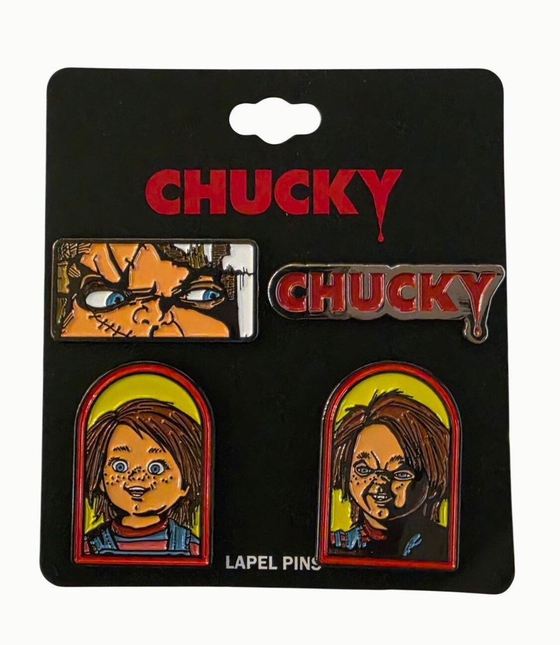 Chucky 4 Pc Enamel Lapel Pin Set BioWorld Child’s Play Horror Movie NEW